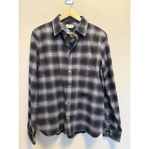 Zadig & Voltaire Stan Flannel Check Shirt Gray Black Plaid Men’s Size Small NWT